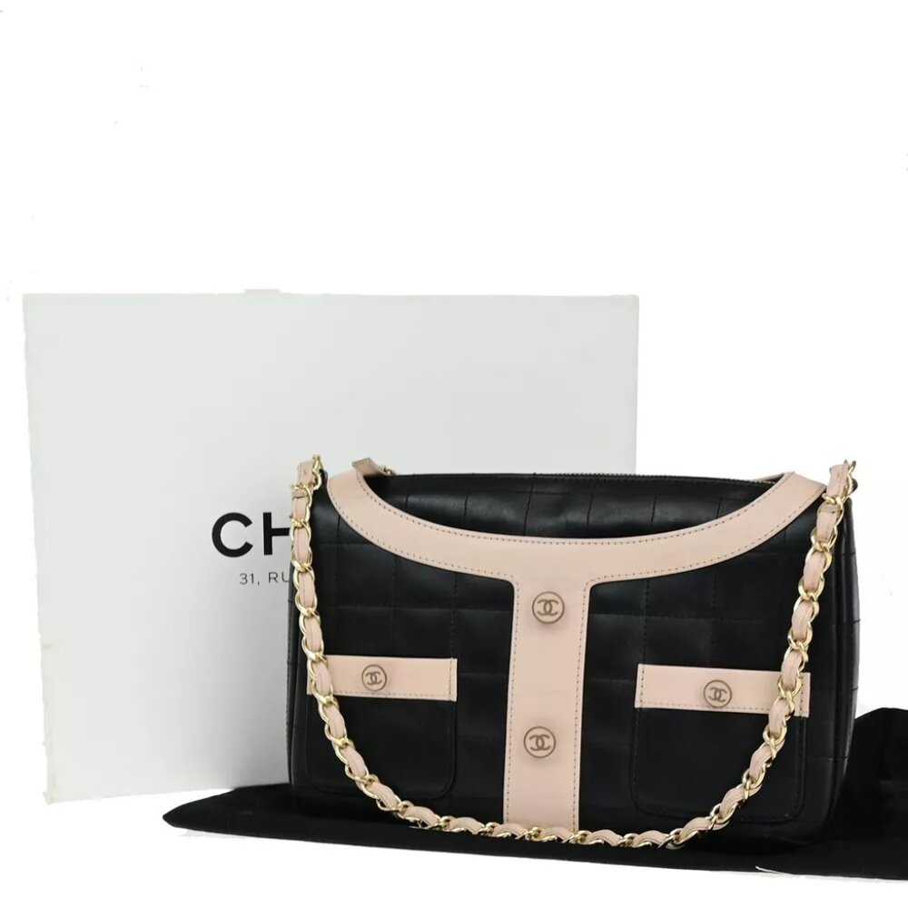 CHANEL CC Girl Jacket Motif Chocolate Bar Chain Shoulder Bag Leather BK 865RK055